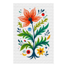 Rustic Folk Art Floral Tree Canvas Print Style