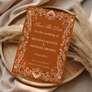 Rustic Folk Botanical Romantic Mexican Save The Date