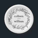 Rustic Folk Wildflower Wreath Wedding Paper Plate<br><div class="desc">Rustic Folk Wildflower Wreath Wedding Paper Plate - sweet decor,   perfect for garden,  farm,  barn or handcrafted weddings.</div>