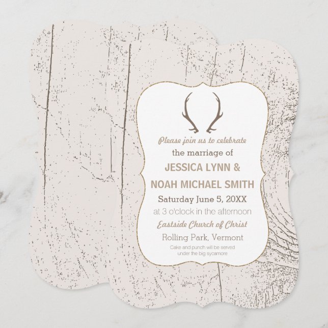 Rustic Forest and Barn Wood Wedding Invitation (Front/Back)