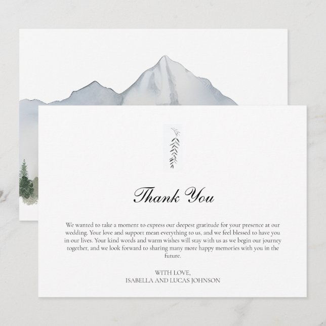 Rustic Forest and Mountain Flat Thank You Card (Front/Back)