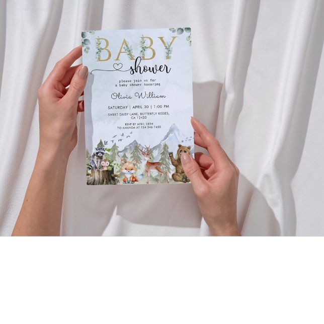 Rustic Forest Baby Boy Shower Invite with Bear (Creator Uploaded)