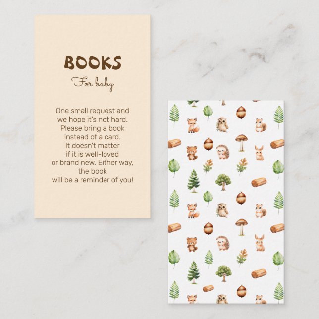 Rustic Forest Baby Shower Book Request Enclosure Card (Front/Back)