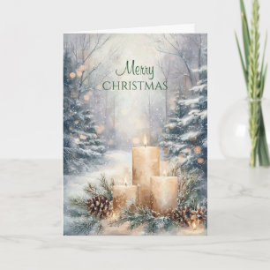 Rustic Forest Candle Christmas  Card