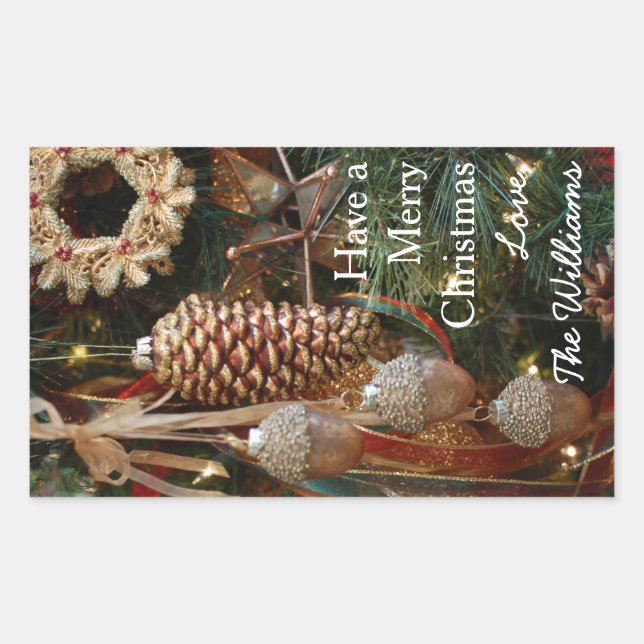 Rustic Forest Christmas Holiday Ornaments Sticker (Front)