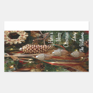 Rustic Forest Christmas Holiday Ornaments Sticker