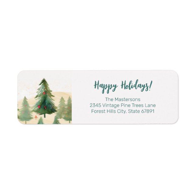 Rustic Forest Christmas Trees Return Address Label (Front)