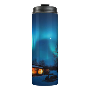 Rustic Forest Cottages & Cozy Cabins Nature Aurora Thermal Tumbler