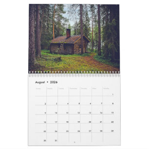 Rustic Forest Cottages & Cozy Cabins Nature Photos Calendar