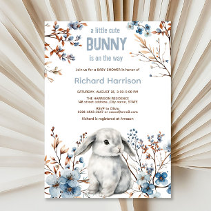 Rustic forest cute bunny baby shower invitation