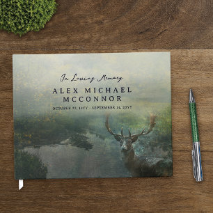 Rustic Forest Deer Celebration of Life Guest Book