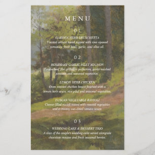 Rustic Forest Elegant Wedding Menu