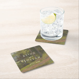 Rustic Forest Elegant Wedding Square Paper Coaster