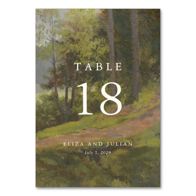Rustic Forest Elegant Wedding Table Number (Front)