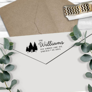 Rustic Forest Family Name Return Address  Self-inking Stamp