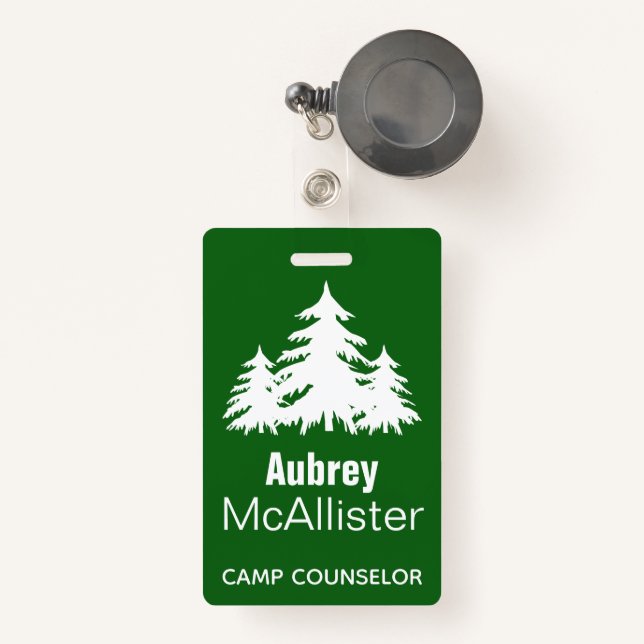 Rustic Forest Fir Trees | Camp Counsellor Badge (Front with Retractable)