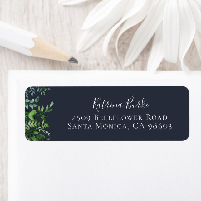Rustic Forest Foliing Navy Blue Adresse de retour (En situation)