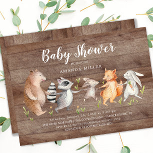 Rustic Forest Friends Baby Shower Invitation
