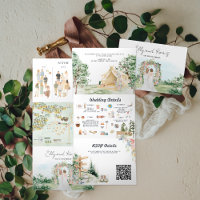 Rustic Forest Glamping Wedding Tri-Fold Invitation