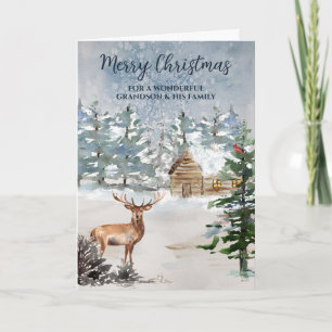 Rustic Forest Grandson & Family Christmas Card