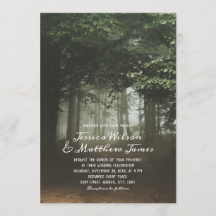 Rustic Forest Green Trees Summer Country Wedding Invitation