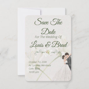 Rustic Forest Greenery Floral Wedding Save the Dat Announcement