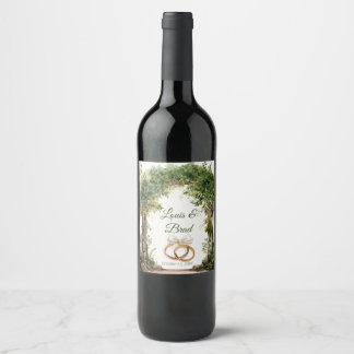 Rustic Forest Greenery Wedding Wine Bottle Label