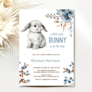 Rustic forest little bunny baby shower invitation