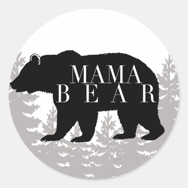 Rustic Forest Mama Bear | Baby Shower Classic Round Sticker (Front)