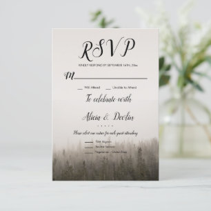 Rustic Forest Misty Mysterious Landscape Rsvp Card