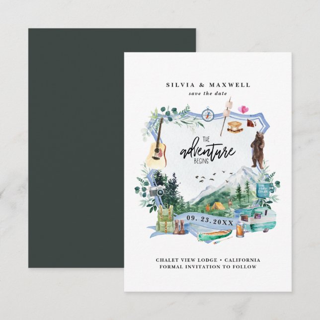 Rustic Forest Mountain | Camping Wedding Crest (Front/Back)