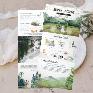 Rustic Forest Mountain Mariage Invitation à trois