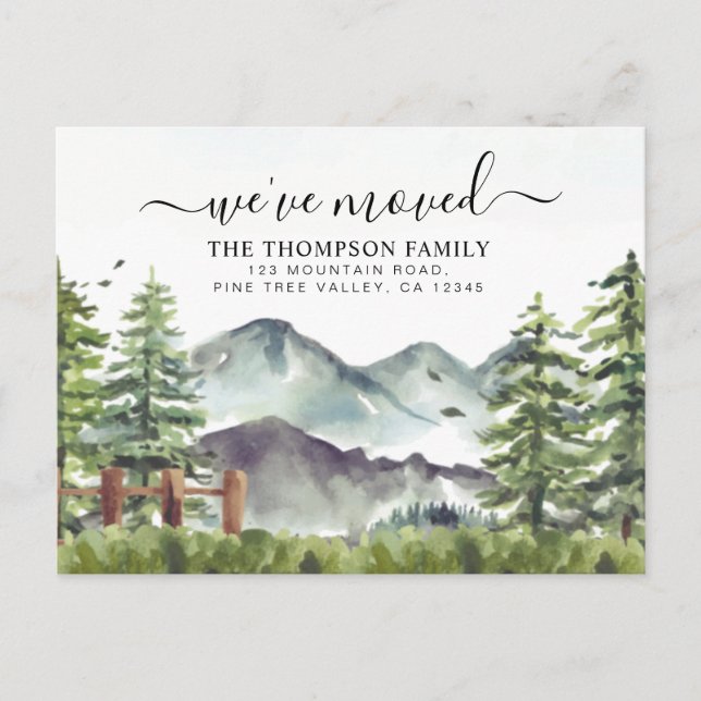 Rustic Forest Mountain We've Moved New Home Moving Announcement Postcard (Front)