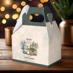 Rustic Forest Oh Boy Bearly Wait Baby Shower Favor Box