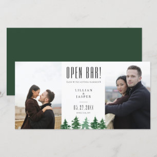 Rustic Forest OPEN BAR Save the Date Humour Announcement