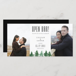 Rustic Forest OPEN BAR Save the Date Humour Announcement
