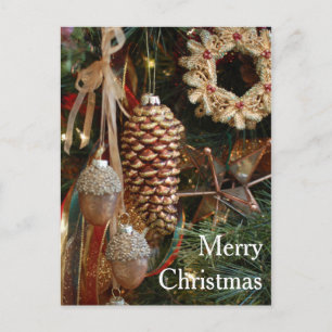 Rustic Forest Ornaments Christmas Holiday Tree Postcard