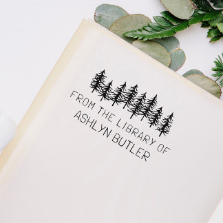 Rustic Forest Personal Library Book Stamp