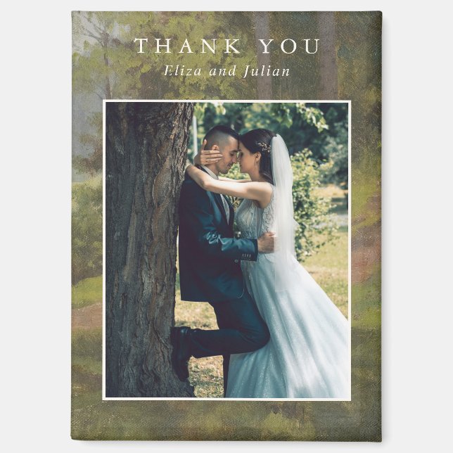 Rustic Forest Photo Elegant Wedding Magnet (Front)