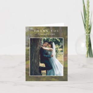 Rustic Forest Photo Elegant Wedding Thank You Card