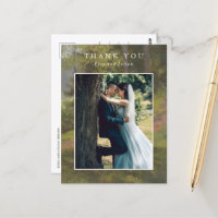 Rustic Forest Photo Elegant Wedding Thank You