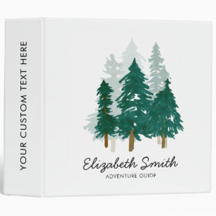 Rustic Forest Pine Tree Woodland Watercolor Script Binder