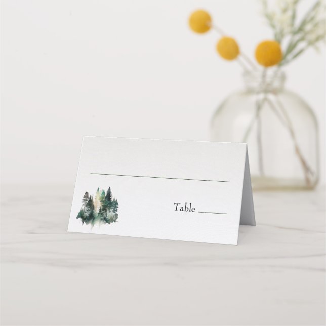 Rustic Forest Pine Trees Place Card (Front)