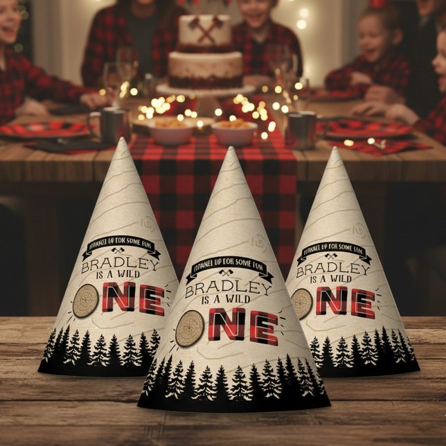 Rustic Forest Plaid Lumberjack Boys 1st Birthday Party Hat (Creator Uploaded)