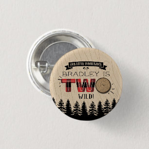 Rustic Forest Plaid Lumberjack Boys 2nd Birthday 1 Inch Round Button