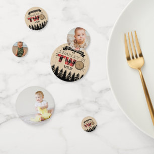 Rustic Forest Plaid Lumberjack Boys 2nd Birthday Confetti