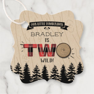 Rustic Forest Plaid Lumberjack Boys 2nd Birthday Favour Tags