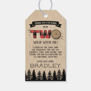 Rustic Forest Plaid Lumberjack Boys 2nd Birthday Gift Tags