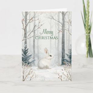 Rustic Forest Rabbit Christmas  Card