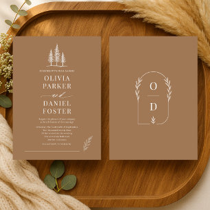Rustic Forest Simple Line Art  Wedding Invitation